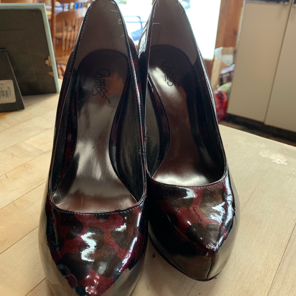 Platform patented leather Leopard heel - Picture 2 of 5